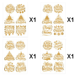 24pcs Christmas Uv-Printed Bottle StickersGolden Decals For CupsCeramic MugTumbler DecorParty FavorLabels For Diy Gift-Wrap
