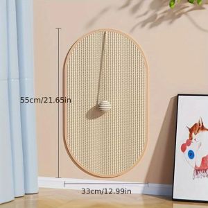 3 in 1 Extra Thick Sisal Cat Scratch Pad Board Washable with Hanging Ball Toy Self Stick Wall Panel Corner Furniture Saver