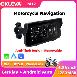 EKLEVA 6.86 inch Wireless CarPlay Moto Android Auto Portable Digital Motorcycle Dashboard Motorcycle Navigation Display Screen