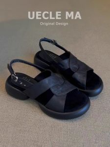 MASHUJIA | Leather Thick Sole Summer Sandals