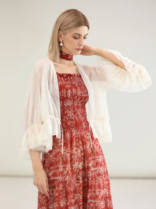 COCOBELLA | French Romantic White Lace Ruffle Chiffon Blouse