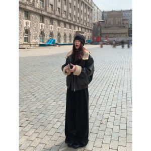 Halo Luu Black Wide Leg Suit Pants Womens Loose Casual Trousers High Waist Floor Length Pants Autumn Winter Fashion Style