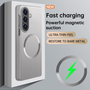 Metal Paint Plating Magnetic Frosting Phone Case for Samsung Z Fold 8 Ultra 7 6 5 4 3  for Magsafe Wireless Charge Protect Cover