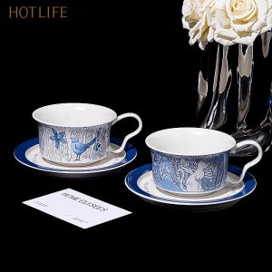 American Vintage Ceramic 300ML Coffee Cup & Saucer Set Mug