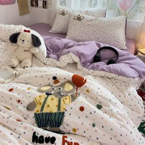 Pure Cotton Bedding Set for Students Three-Piece Suite Quilt Cover Sheet Dormitory Bedding Set Comfortable Allergy-Free Cotton