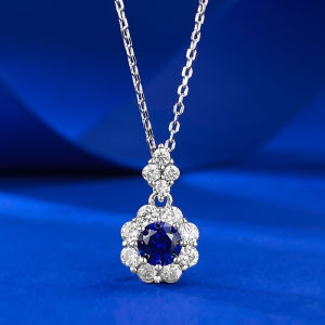 Thời trang bất S925 Vòng cổ bạc Mặt dây chuyền cho nữ Sapphire Ruby đá topaz xanh dương