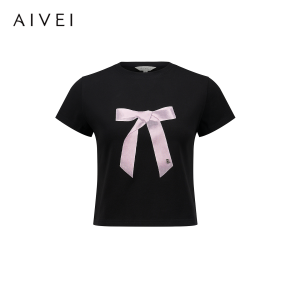 AIVEI | Youthful Sweet Bow Print T-shirt
