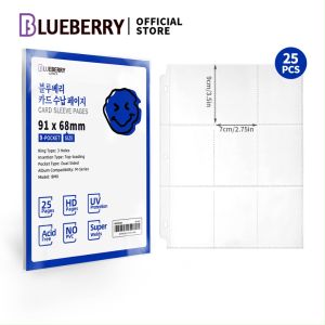 15pcs BERYFAM Toploader Binder Pages 4 Pocket Photocard PC Black Thick Photo Album Binder 3 Ring Idols Card Blueberry Series