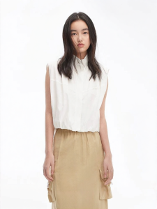 URLAZH | Summer New Simple Design Flared White Sleeveless Vest