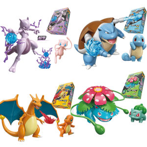 10pcs Keeppley Building Block Pokemon Pikachu Blastoise Greninja Charizard Venusaur Mewtwo Assembly Model Anime Doll Kids Toys