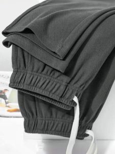 Thickened Casual Pants Mens Charcoal Grey Diagonal Texture Drape Warm Autumn Winter Style Straight Leg Sweatpants for Men