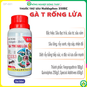 Thuốc Trừ Sâu Naldaphos 350EC Hiệu GÀ TRỐNG LỬA – Đặc hiệu: Sâu đục trái Sâu tơ Sâu xám Sâu lông Rầy xanh Rệp sáp Nhện đỏ (Chai 240ml)