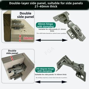 Double Side Panel Hinges with 36 Thickness and 35 Cup Cap