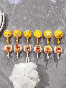 No-Drill Strong Adhesive Wall-Mounted Hooks Cute Capybara Bathroom Stickers Invisible Sticky Hooks for Home Organization