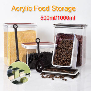 Acrylic Food Storage Powder Dispenser Container with Free Spoon Airtight Food Storage Box