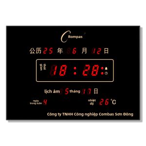 Compas | Đồng Hồ Tường LED Số với Báo Thức và Lịch Vạn Niên