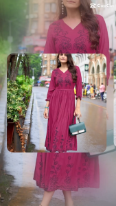 DEBAYU | Rayon Flared Dress with Embroidery Works - Top only | Size S to XXL | Malaysia Readystock