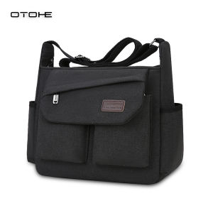 OTOHE Mens Shoulder Bag Thick Canvas Bag Waterproof Messenger Bag  Commuter Bag Retro Lightweight Casual Bag Fashion Leisure Sport Street Bag for College Student