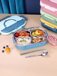 304 Stainless Steel Insulated Lunch Box With Soup Bowl Leak-Proof Bento Box Dinnerware Set Microwave