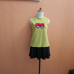 atasan wanita hijau muda bulu mata lucu cute M blouse cewek kutung santai