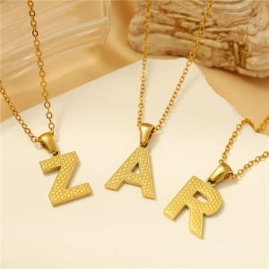English Letter Initial Necklace 18K Gold Plated Necklace Stainless Steel Letter Pendant Necklace for Women