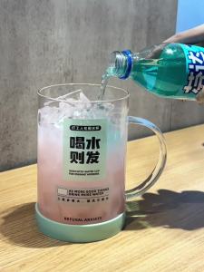 【1000ml】Glass cup large capacity straw water cup office cup summer with lid high appearance drinking cup