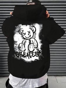 เสื้อสเวตเชิ้ตผู้ชายรุ่นใหม่สำหรับฤดูใบไม้ผลิและฤดูใบไม้ร่วงปี 2025 โดดเด่นด้วยลายพิมพ์รูปหมี 3 มิติที่ทันสมัยและสวมใส่สบาย