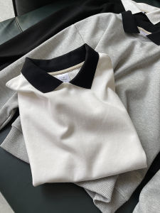 Spring Autumn Polo Collar Sweatshirt Women Loose American Retro Student Trendy Top Coat Cotton Polyester Blend Long Sleeve Short Style