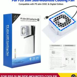 Side-Mounted Cooling Fan With LED Light 2 USB Ports Game Console Cooling Fan Side Cooler For PS5 SLIM Gaming Console