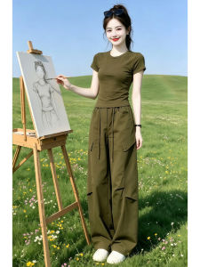 Shalldoer | Vintage Slimming Fashion Streetwear Suit T-shirt and Loose Pants Set