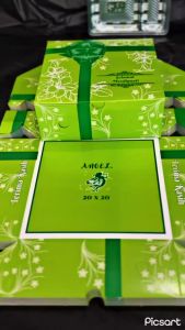 DUS NASI DUS SNACK BOX DUS MOTIF ANGEL HIJAU 12X12 12X14 12X16 18X18 20X20 ISI 50 LBR
