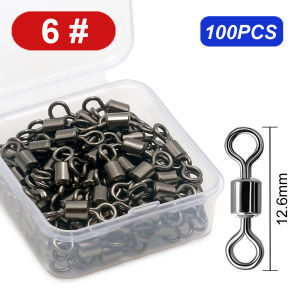 100PCS Stainless Steel Fishing Swivel Bearing Rolling Connector Saltwater Freshwater Rotate Tackle Box Lure Line Fishing Tools