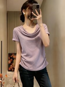 Slimming Wrinkle Design Large Size T-Shirt