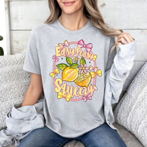 Sanrio | Coquette Bow Lemon Easy Peasy Tee Sweet Girly Casual Streetwear Preppy Coquette Trend Design Tshirt Women Fashion Cotton Tops