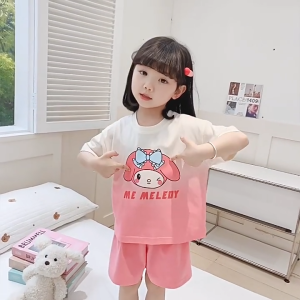 WAWA - Setelan Anak Perempuan Motif My Melody Pink Imut Lucu Set Pakaian Anak Cewe BW092