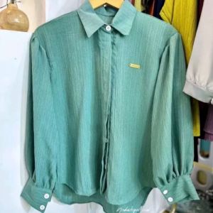 Kemeja Wanita Lengan Balon Bahan Baby Crush/ Atasan Wanita Lady Crush