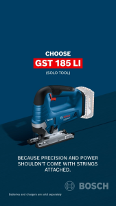 Bosch JigSaw Cordless GST 185-LI  SOLO + 1pc Blade T144D - Max 125mm Bosch  06015B30L4 HD-CORDLESS 18V Power Tool [ Blue Power by ECL ]