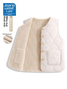 Áo Khoác Lông Cừu Hai Mặt Jeanswest Life Dành Cho Nữ Áo Khoác Ngoài Mùa Thu 2025 Áo Khoác Lót Nỉ Ấm Áp Bên Trong Áo Vest