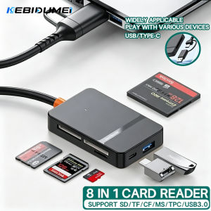 Kebidumei | Kebidumei USB C 8-in-1 Card Reader Multi-functional Card Reader Support SD/TF/CF/MS Card Read 5Gbps Write Read U Disk Flash Card