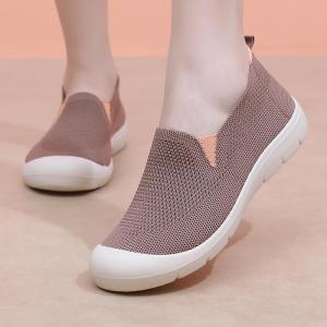 Giày Lười Nữ Mùa Xuân Thu Bắc Kinh Vải Thoáng Khí Đế Mềm Chống Trượt Giày Thường Ngày Cho Người Lớn Tuổi