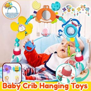 Foldable Baby Crib Hanging Toys Multifunction Mobile Seat Rattle Toy Arch Crib Rattle Bell Toy
