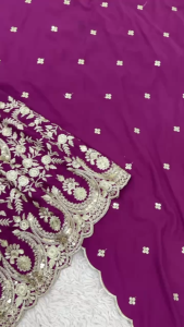 [PRE-ORDER] Ready Made Heavy French Creap With Embroidery Sequence Work Suit (10-15days delivery)