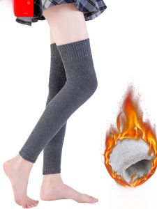 JINGCHI | Womens Winter Thickened Long Tube Socks Knee-High Warm Cotton Fleece Lined Extra Lengthy Leg Warmers Double Pack Crystal Sprint