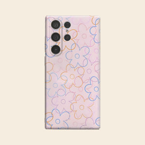 Gradient Outline Flower Luxury Fashion Full Lens Protective Case for Samsung Galaxy S26 S25 S24 A56 A36 Plus Ultra