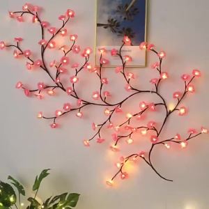 Cherry LED Tree Branch Lights 8 Modes USB Powered Cherry Blossom Branch Decoration Night Lights for Indoor Home Walls and Doors
