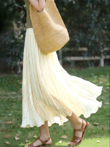 Pleated New High-Waist Slim A-Line Long Skirt