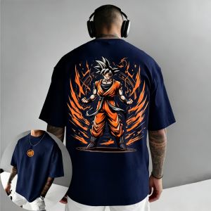 Bandai | Dragon Ball Anime Goku Printed Cotton T-shirt 2026 Harajuku Men and Women Summer New Large Loose Casual Short Sleeve Top
