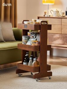 ตู้เก็บของแบบพับได้พร้อมล้อสำหรับใส่เครื่องดื่มและของกินเล่น ชั้นวางของหลายชั้น ชั้นวางของสำหรับวางเครื่องดื่ม ชั้นวางของสำหรับวางของในช่องว่าง รถเข็นแบบเคลื่อนที่ได้