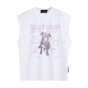 Madeextreme Cool Sensation Sorona Dog Print Sleeveless T-Shirt Mens Summer Breathable round Neck Casual Fashion Trend