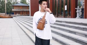 Men&Women Leather Chest Bag Anti-Theft Fashion Cross Body Bag Vintage PU Sling Bag Leisure Travel Bag canvas casual bag